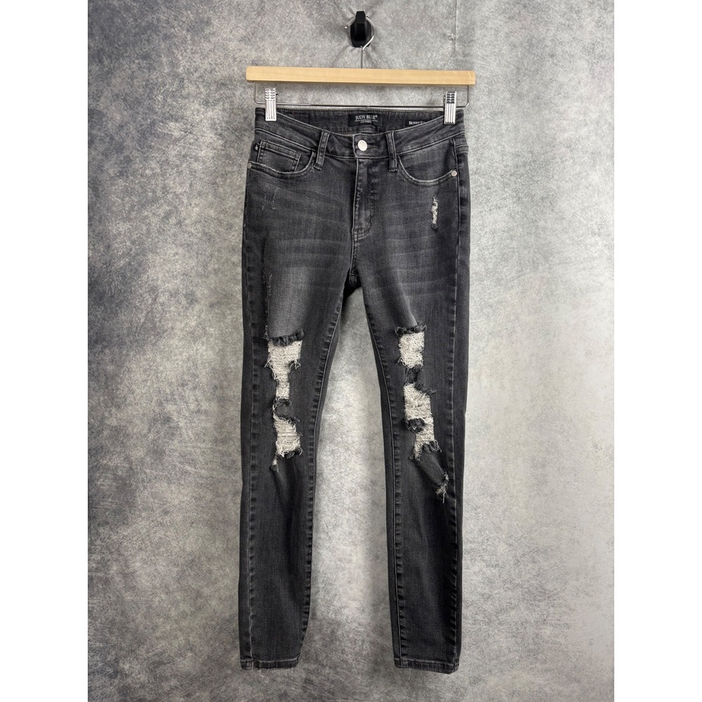 Judy Blue Women's Distressed Faded Black Skinny Jeans Size 5/27